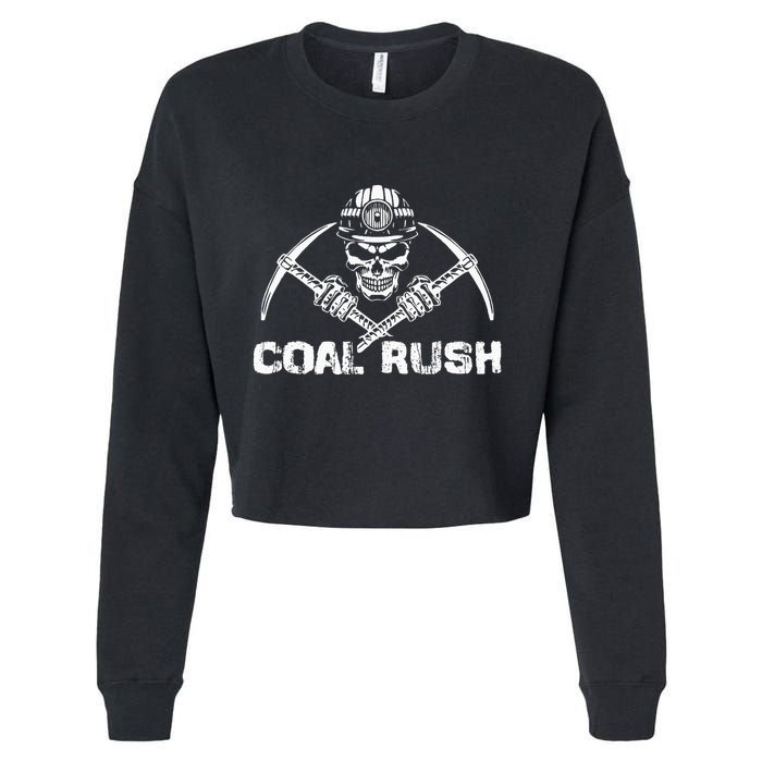 Coal Rush Wv With Skeleton Skull Miner Hard Hat Cropped Pullover Crew