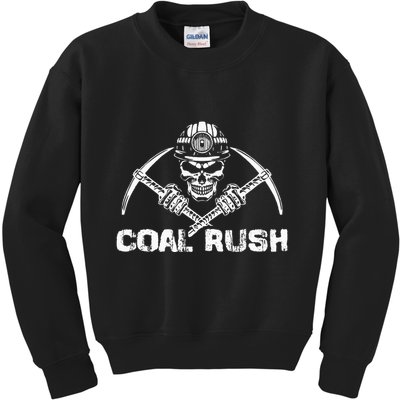 Coal Rush Wv With Skeleton Skull Miner Hard Hat Kids Sweatshirt
