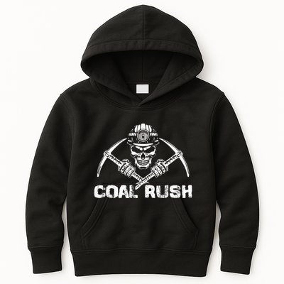 Coal Rush Wv With Skeleton Skull Miner Hard Hat Kids Hoodie