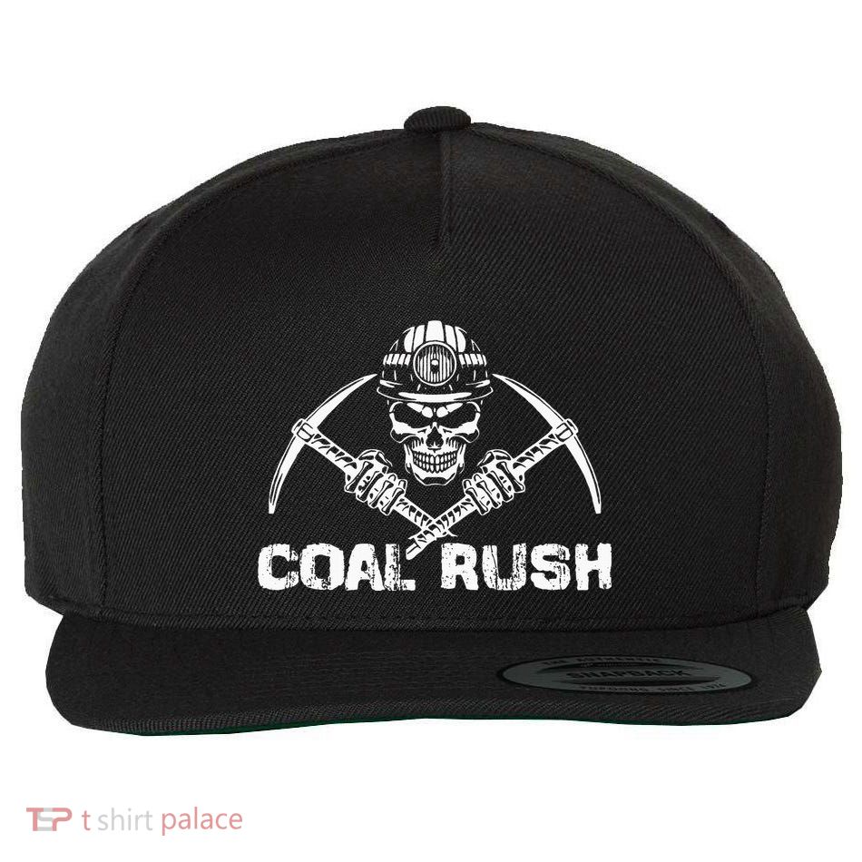 Coal Rush Wv With Skeleton Skull Miner Hard Hat Wool Snapback Cap