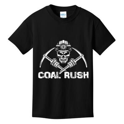Coal Rush Wv With Skeleton Skull Miner Hard Hat Kids T-Shirt