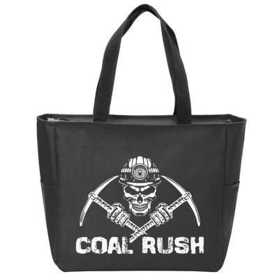 Coal Rush Wv With Skeleton Skull Miner Hard Hat Zip Tote Bag