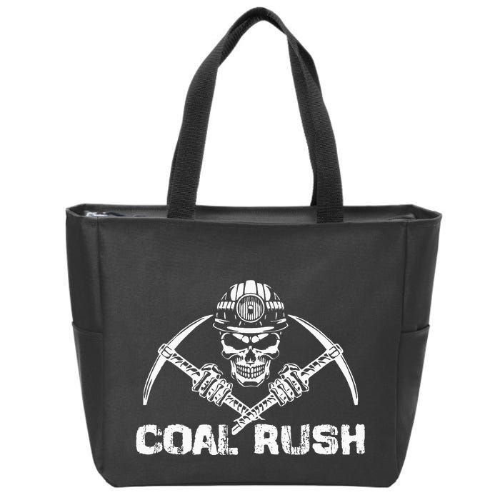 Coal Rush Wv With Skeleton Skull Miner Hard Hat Zip Tote Bag