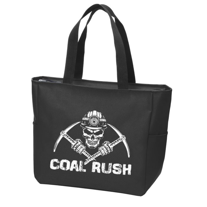 Coal Rush Wv With Skeleton Skull Miner Hard Hat Zip Tote Bag