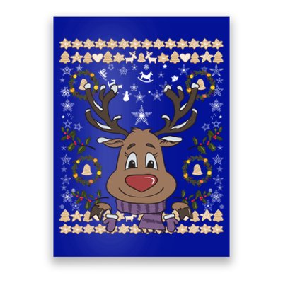 Cute Reindeer Xmas Deer Retro Matching Family Ugly Christmas Gift Poster