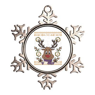 Cute Reindeer Xmas Deer Retro Matching Family Ugly Christmas Gift Metallic Star Ornament