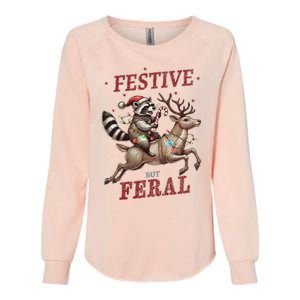 Christmas Raccoon Xmas Holiday Womens California Wash Sweatshirt