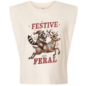 Christmas Raccoon Xmas Holiday Garment-Dyed Women's Muscle Tee