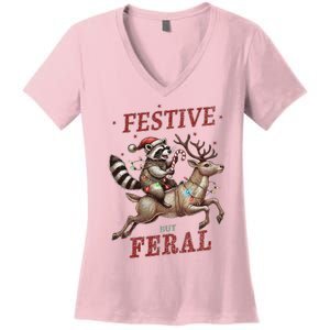 Christmas Raccoon Xmas Holiday Women's V-Neck T-Shirt