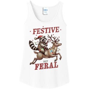 Christmas Raccoon Xmas Holiday Ladies Essential Tank