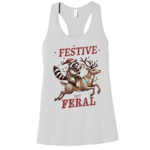 Christmas Raccoon Xmas Holiday Women's Racerback Tank