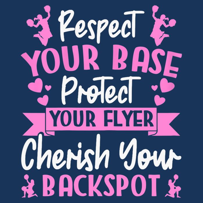 Cheerleading Respect Your Base Protect Your Flyer Cheer Girl 7 Panel Mesh Trucker Snapback Hat