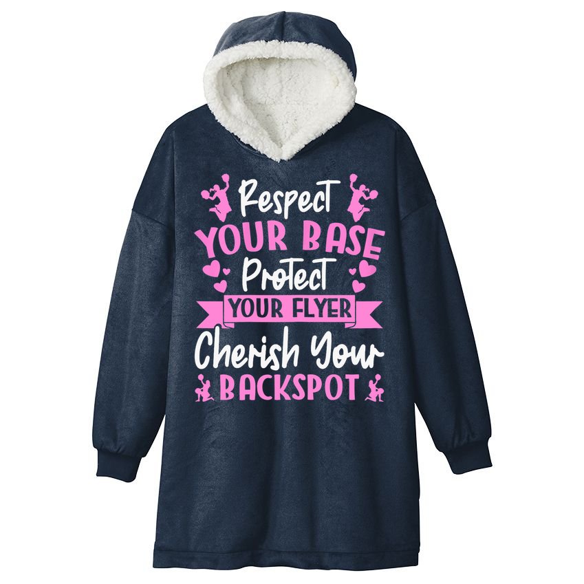 Cheerleading Respect Your Base Protect Your Flyer Cheer Girl Hooded Wearable Blanket