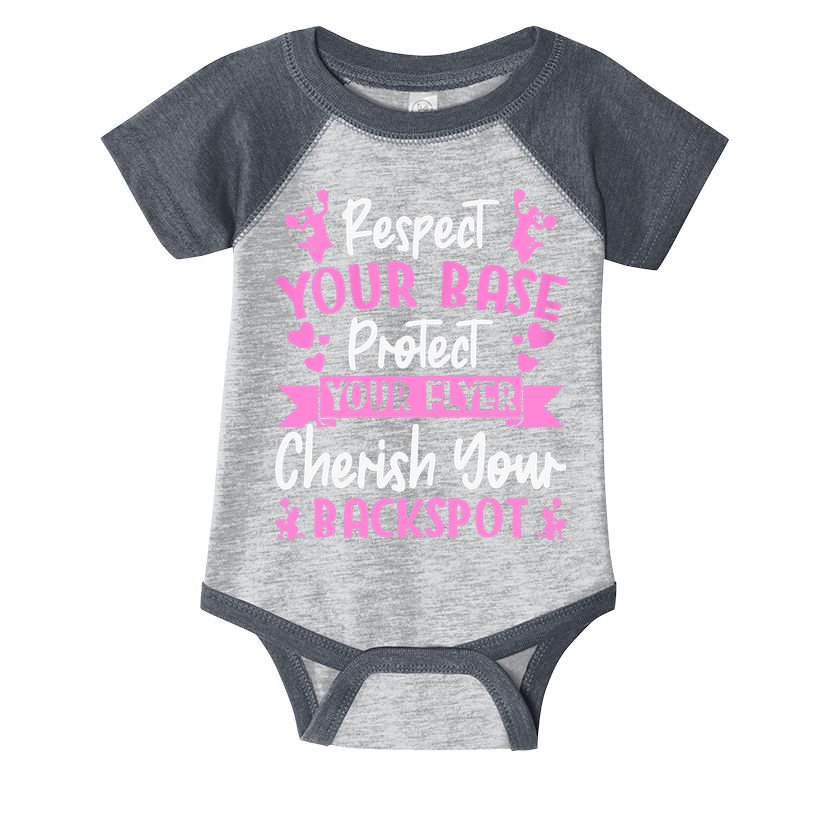 Cheerleading Respect Your Base Protect Your Flyer Cheer Girl Infant Baby Jersey Bodysuit