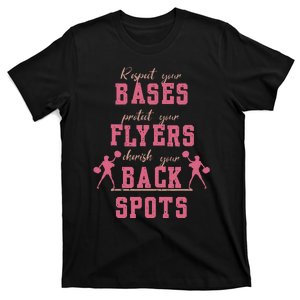 Cheerleading Respect Your Bases Flyers And Cherish Back Spot T-Shirt