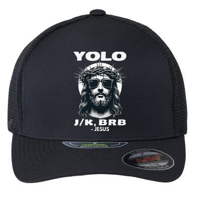 Christian Resurrection Yolo Jk Brb Jesus Flexfit Unipanel Trucker Cap