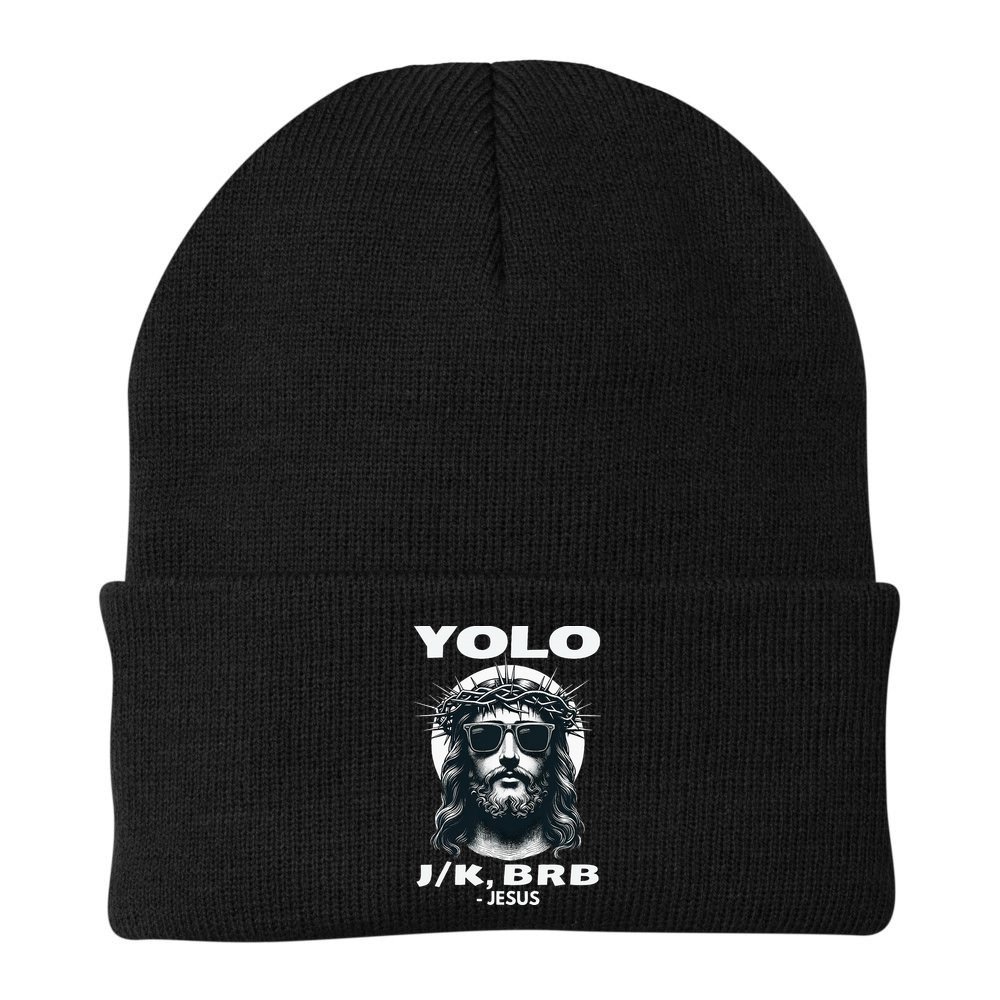 Christian Resurrection Yolo Jk Brb Jesus Beanie