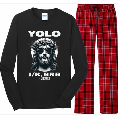 Christian Resurrection Yolo Jk Brb Jesus Long Sleeve Pajama Set