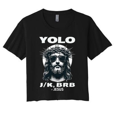 Christian Resurrection Yolo Jk Brb Jesus Crop Top