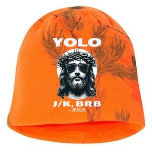 Christian Resurrection Yolo Jk Brb Jesus Kati - Camo Knit Beanie