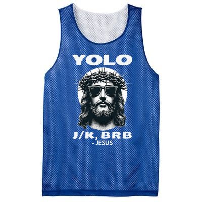 Christian Resurrection Yolo Jk Brb Jesus Mesh Reversible Basketball Jersey Tank