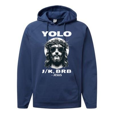 Christian Resurrection Yolo Jk Brb Jesus Performance Fleece Hoodie