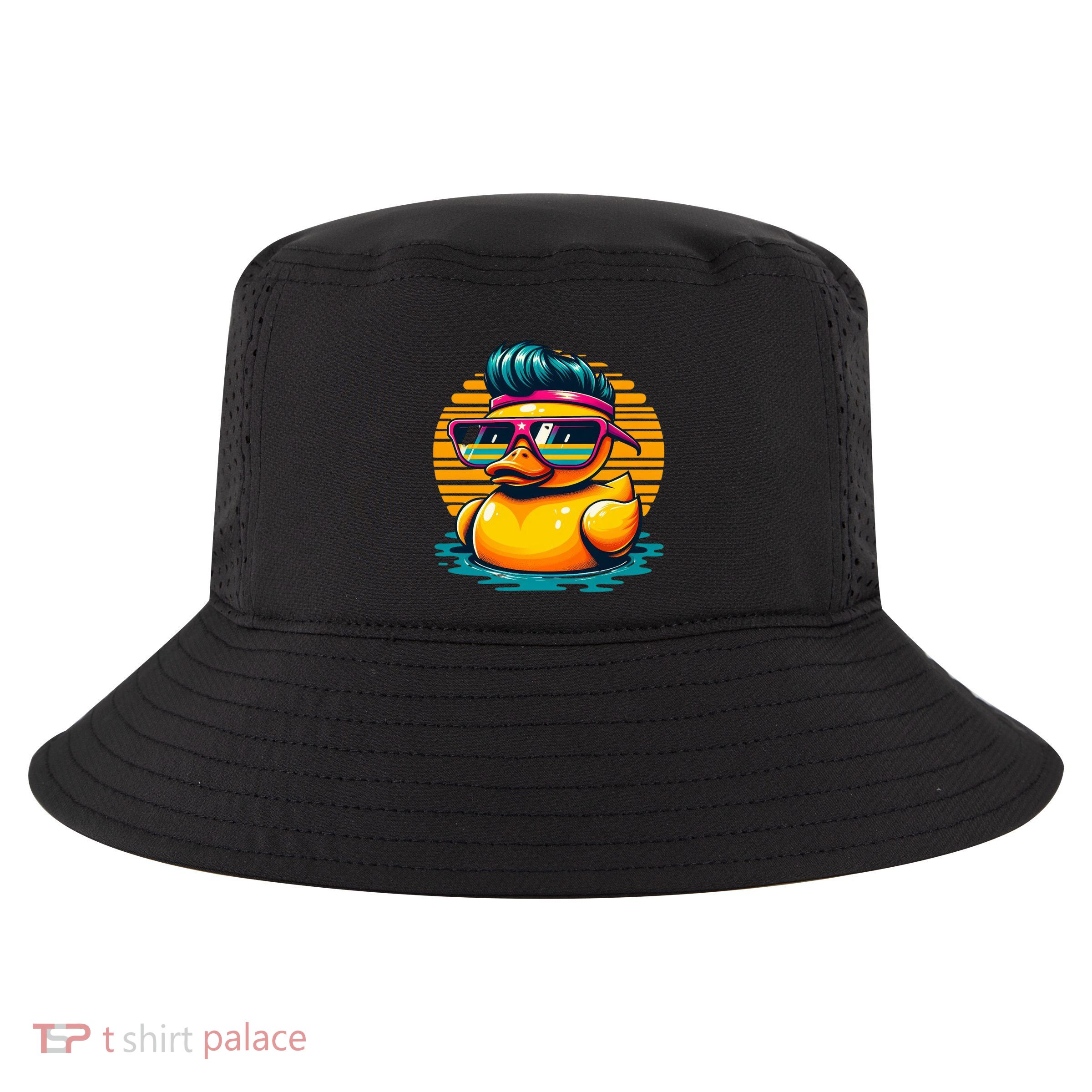 Cool Retro Yellow Duck In Sunglasses 70s 80s 90s Funny Duck Cool Comfort Performance Bucket Hat