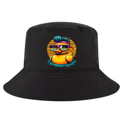 Cool Retro Yellow Duck In Sunglasses 70s 80s 90s Funny Duck Cool Comfort Performance Bucket Hat