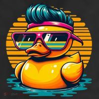 Cool Retro Yellow Duck In Sunglasses 70s 80s 90s Funny Duck 7 Panel Mesh Trucker Snapback Hat