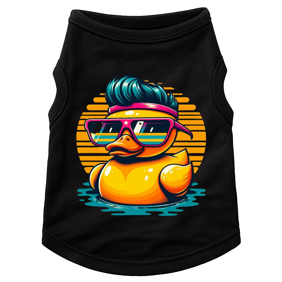 Cool Retro Yellow Duck In Sunglasses 70s 80s 90s Funny Duck Doggie Tank