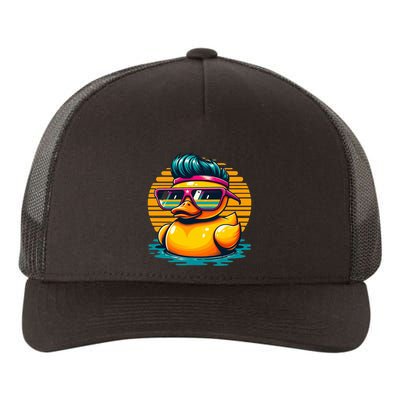 Cool Retro Yellow Duck In Sunglasses 70s 80s 90s Funny Duck Yupoong Adult 5-Panel Trucker Hat