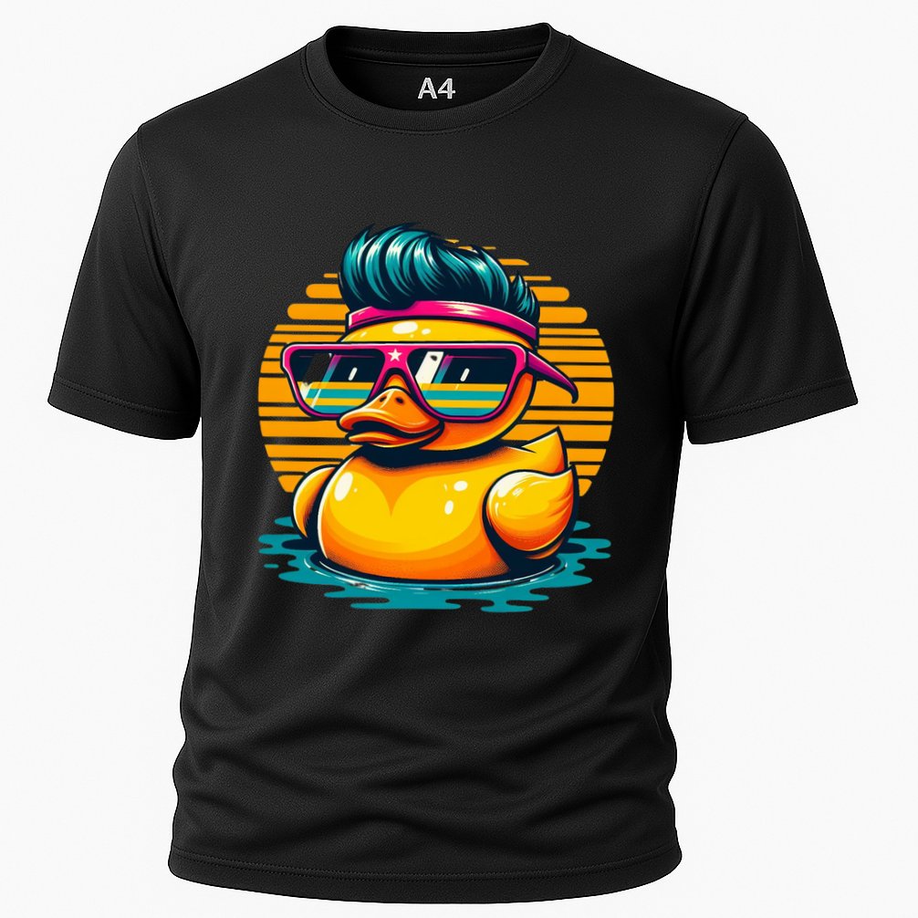 Cool Retro Yellow Duck In Sunglasses 70s 80s 90s Funny Duck Performance Shirt
