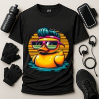 Cool Retro Yellow Duck In Sunglasses 70s 80s 90s Funny Duck Performance Shirt