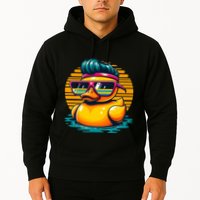 Cool Retro Yellow Duck In Sunglasses 70s 80s 90s Funny Duck Hoodie