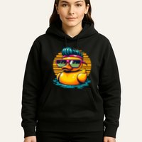 Cool Retro Yellow Duck In Sunglasses 70s 80s 90s Funny Duck Hoodie
