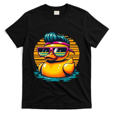 Cool Retro Yellow Duck In Sunglasses 70s 80s 90s Funny Duck T-Shirt