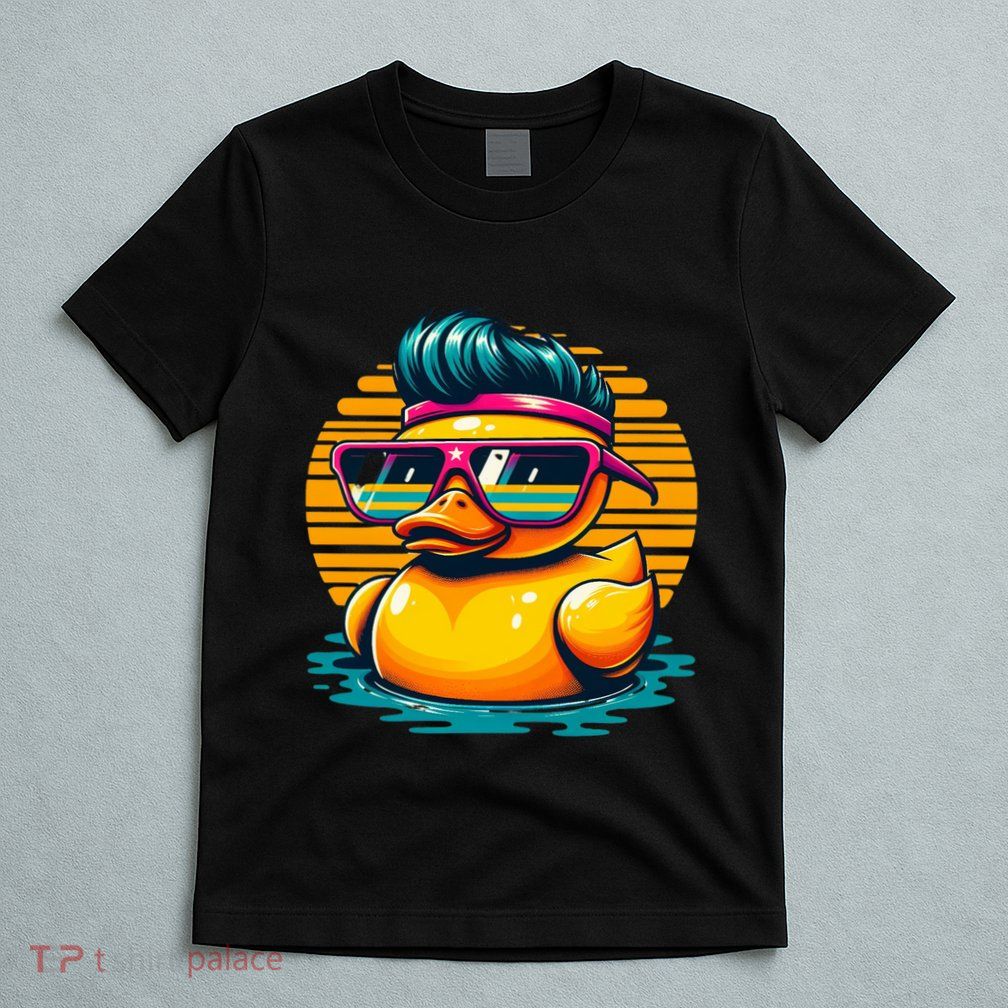 Cool Retro Yellow Duck In Sunglasses 70s 80s 90s Funny Duck T-Shirt