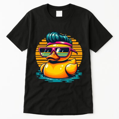 Cool Retro Yellow Duck In Sunglasses 70s 80s 90s Funny Duck Tall T-Shirt
