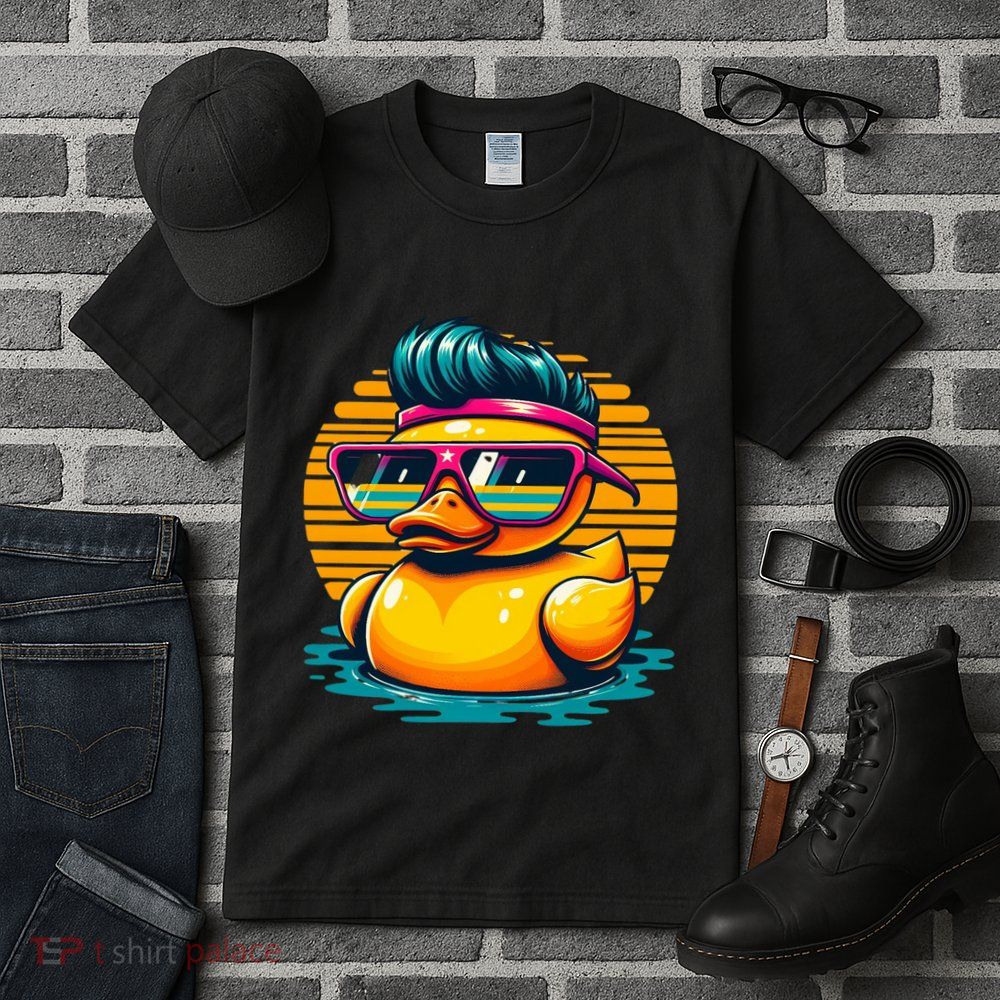Cool Retro Yellow Duck In Sunglasses 70s 80s 90s Funny Duck Tall T-Shirt