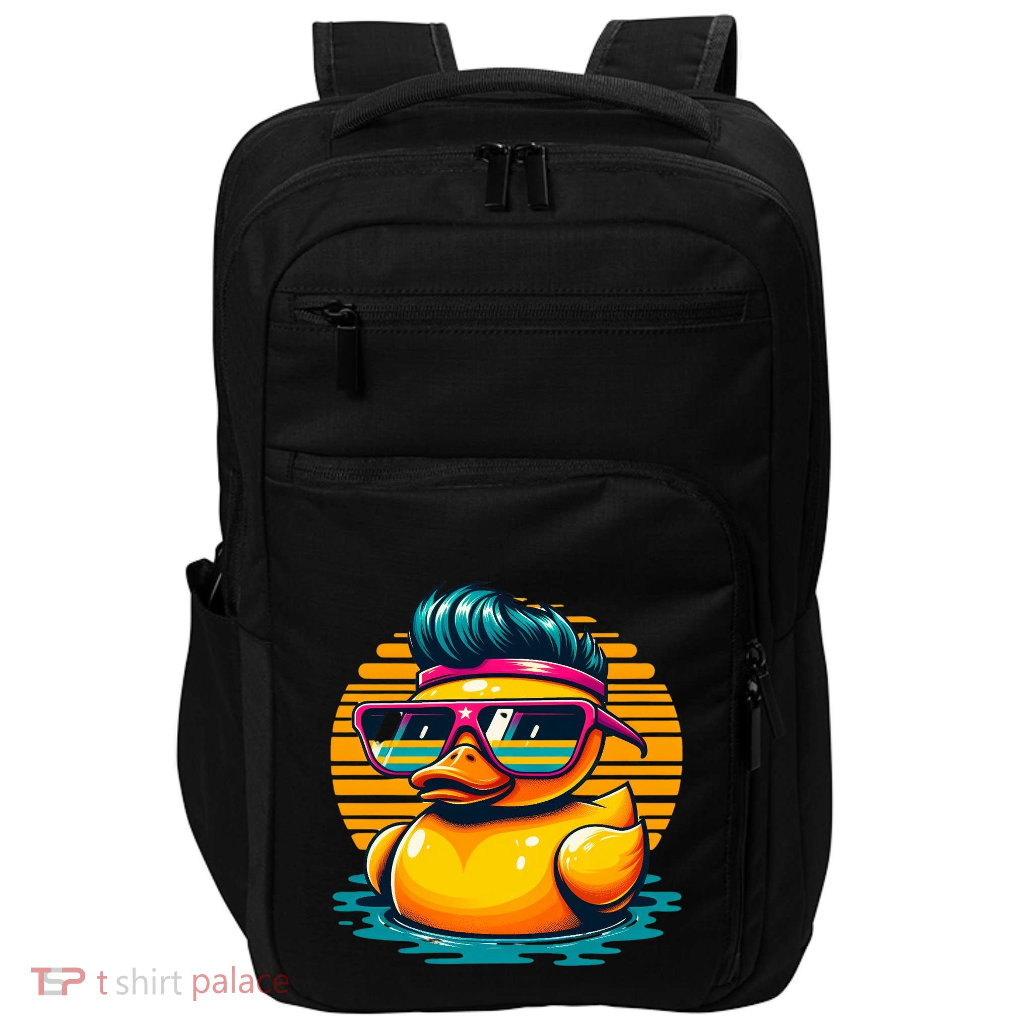 Cool Retro Yellow Duck In Sunglasses 70s 80s 90s Funny Duck Impact Tech Backpack