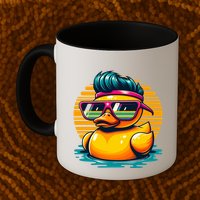 Cool Retro Yellow Duck In Sunglasses 70s 80s 90s Funny Duck Mug