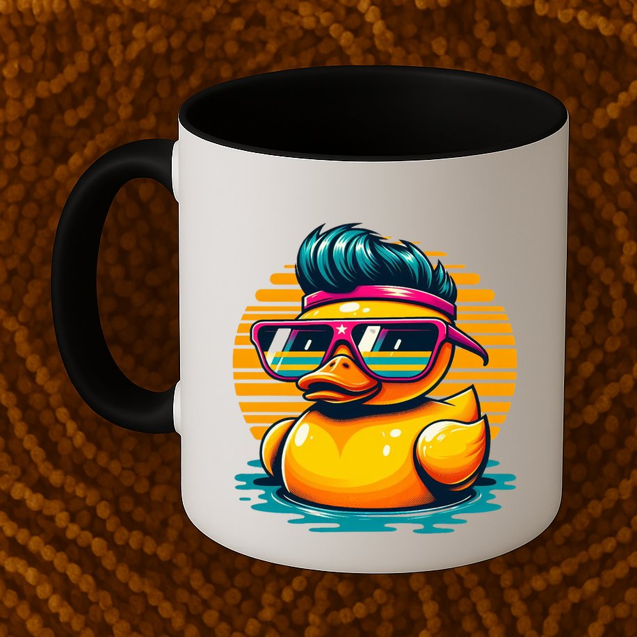 Cool Retro Yellow Duck In Sunglasses 70s 80s 90s Funny Duck Mug