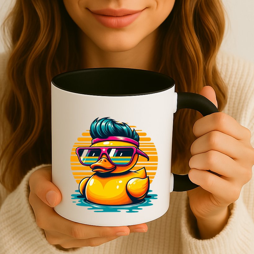 Cool Retro Yellow Duck In Sunglasses 70s 80s 90s Funny Duck Mug