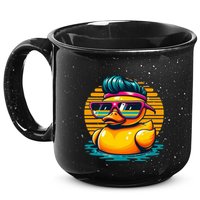 Cool Retro Yellow Duck In Sunglasses 70s 80s 90s Funny Duck 15oz Campfire Ceramic Mug