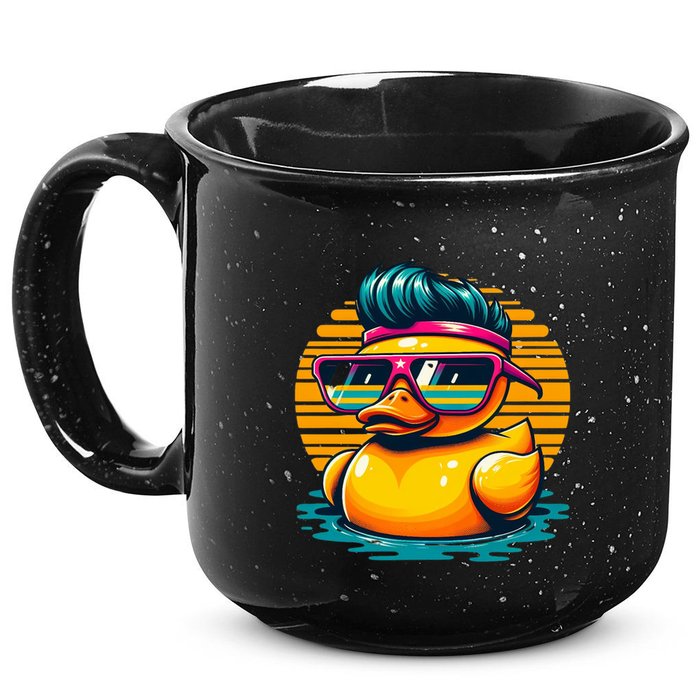 Cool Retro Yellow Duck In Sunglasses 70s 80s 90s Funny Duck 15oz Campfire Ceramic Mug