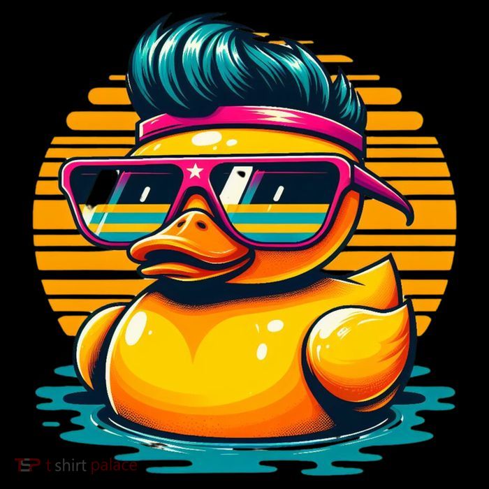 Cool Retro Yellow Duck In Sunglasses 70s 80s 90s Funny Duck Drawstring Bag