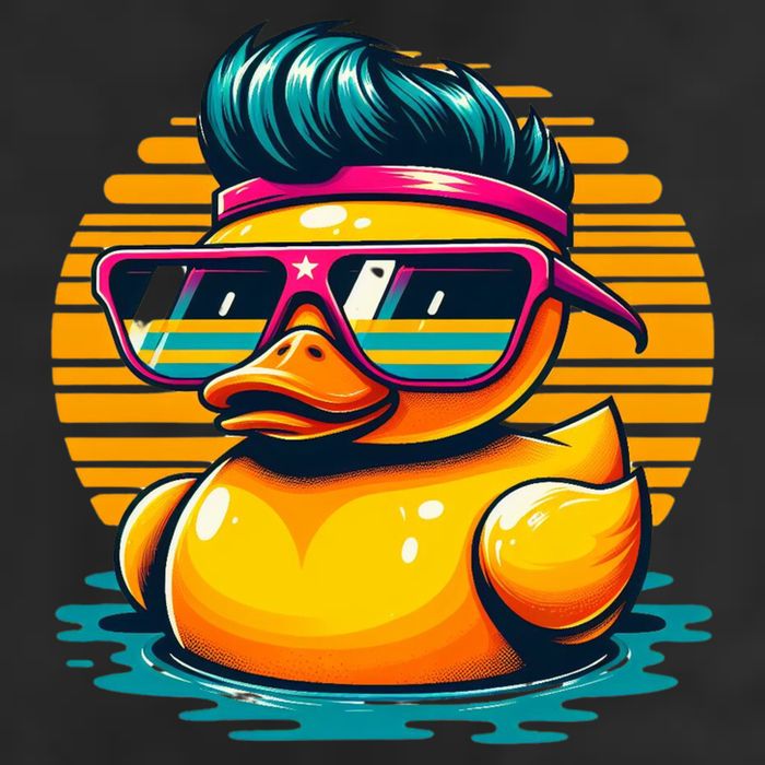 Cool Retro Yellow Duck In Sunglasses 70s 80s 90s Funny Duck Premium Pullover Hoodie