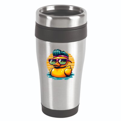 Cool Retro Yellow Duck In Sunglasses 70s 80s 90s Funny Duck 16oz Travel Tumbler