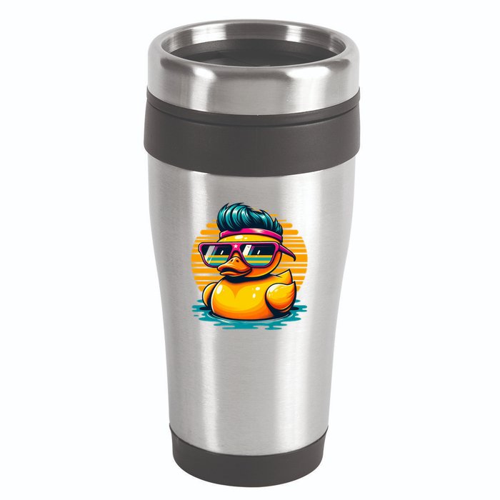 Cool Retro Yellow Duck In Sunglasses 70s 80s 90s Funny Duck 16oz Travel Tumbler