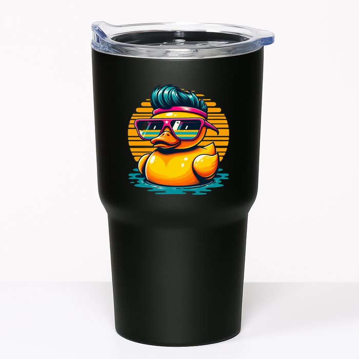 Cool Retro Yellow Duck In Sunglasses 70s 80s 90s Funny Duck Tumbler